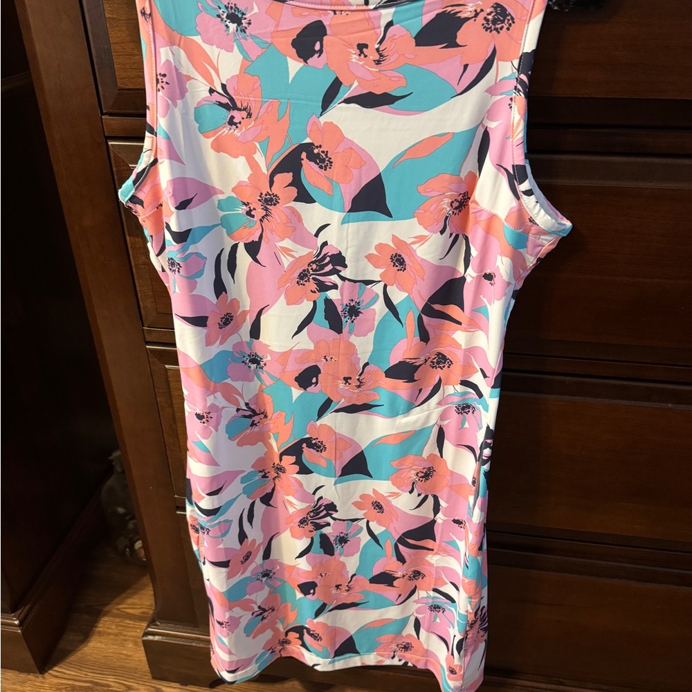 Floral Sleeveless Dress in Pink and Blue